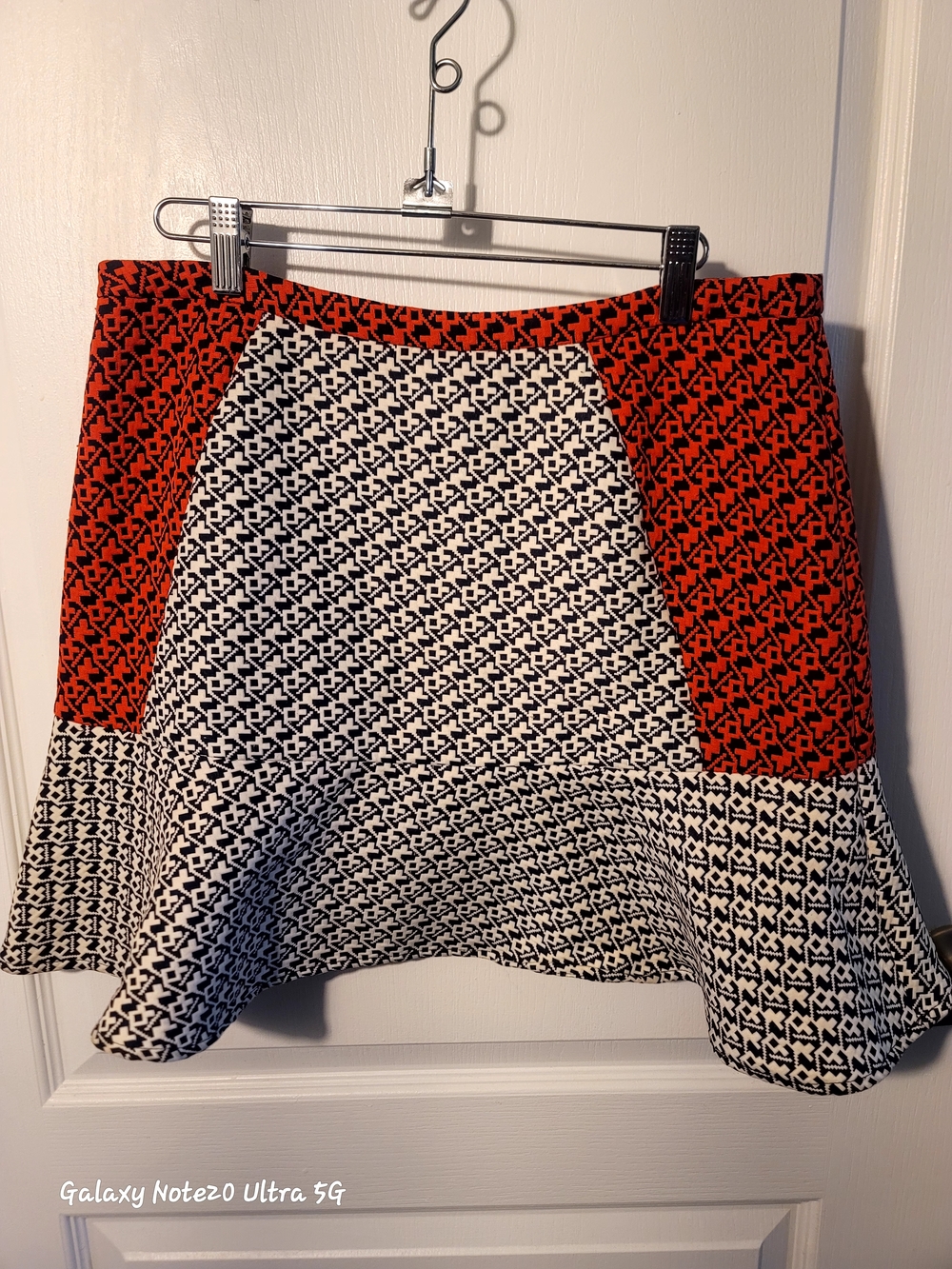 C. Luce Red and Black Patterned Circle Skirt